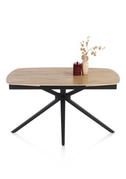 [fabrycznie nowy] Kompaktowy Rozkładany Stół Ceramiczny LATTINA 140-200 cm - Ceramic Oak Natural (Dąb Naturalny) Metalowe Nogi