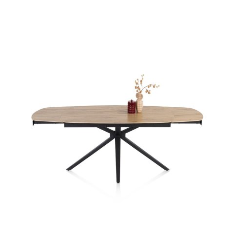[fabrycznie nowy] Kompaktowy Rozkładany Stół Ceramiczny LATTINA 140-200 cm - Ceramic Oak Natural (Dąb Naturalny) Metalowe Nogi
