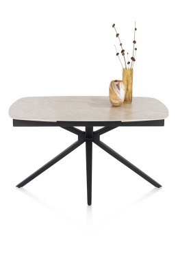 [fabrycznie nowy] Rozkładany Stół Ceramiczny LATTINA 140-200 cm - Ceramic Marble Creme (Efekt Kremowego Marmuru) Metalowe Nogi