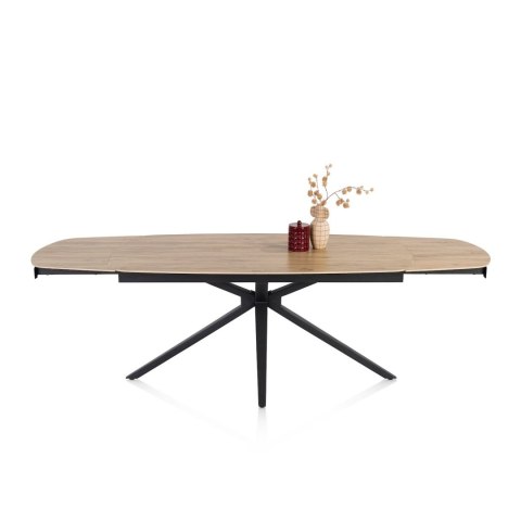 [fabrycznie nowy] Rozkładany Stół Ceramiczny LATTINA 170-250 cm - Blat Ceramic Oak Natural - Czarne Metalowe Nogi