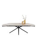 [fabrycznie nowy] Rozkładany Stół Ceramiczny LATTINA 200-300 cm - Ceramic Marble Creme (Efekt Marmuru) - Czarne Metalowe Nogi