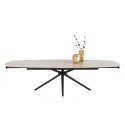 [fabrycznie nowy] Rozkładany Stół Ceramiczny LATTINA 200-300 cm - Ceramic Marble Creme (Efekt Marmuru) - Czarne Metalowe Nogi