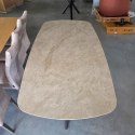 [fabrycznie nowy] Rozkładany Stół Ceramiczny LATTINA 200-300 cm - Ceramic Marble Creme (Efekt Marmuru) - Czarne Metalowe Nogi