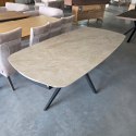 [fabrycznie nowy] Rozkładany Stół Ceramiczny LATTINA 200-300 cm - Ceramic Marble Creme (Efekt Marmuru) - Czarne Metalowe Nogi