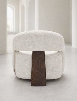 [na zamówienie] Designerski Fotel Salonowy AILO - Jasny Kremowy Welur/Struktura - Organiczny Kształt z Otwartym Oparciem