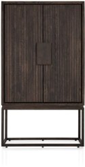 [od ręki] Ekskluzywna Szafa Wysoka / Witryna AMSTERDAM 120 cm - Fornir Dębowy Basalt - Inteligentne Oświetlenie LED