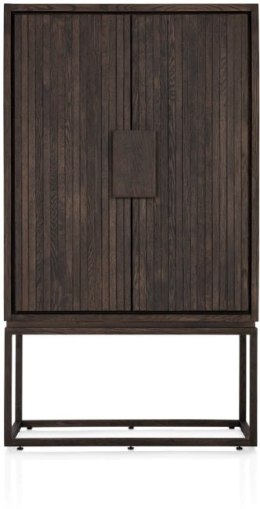 [od ręki] Ekskluzywna Szafa Wysoka / Witryna AMSTERDAM 120 cm - Fornir Dębowy Basalt - Inteligentne Oświetlenie LED