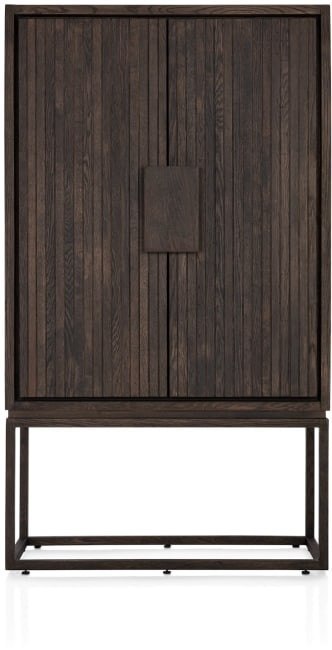 [od ręki] Ekskluzywna Szafa Wysoka / Witryna AMSTERDAM 120 cm - Fornir Dębowy Basalt - Inteligentne Oświetlenie LED