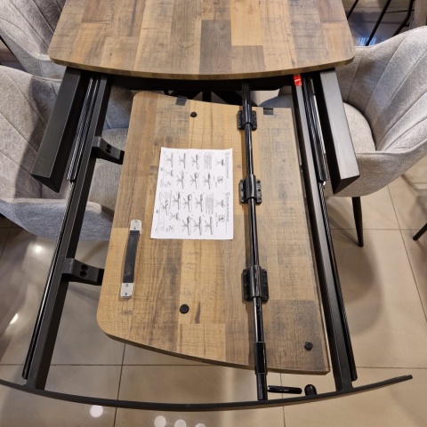 [R, od ręki] Rozkładany Stół Jadalniany PAVALON 200–278 cm – Blat HPL Primo Laminato Driftwood – Centralna Noga Designerska