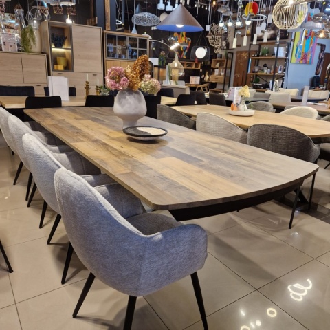 [R, od ręki] Rozkładany Stół Jadalniany PAVALON 200–278 cm – Blat HPL Primo Laminato Driftwood – Centralna Noga Designerska