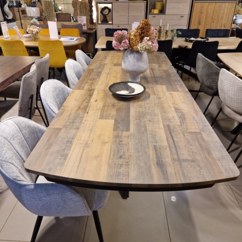 [R, od ręki] Rozkładany Stół Jadalniany PAVALON 200–278 cm – Blat HPL Primo Laminato Driftwood – Centralna Noga Designerska