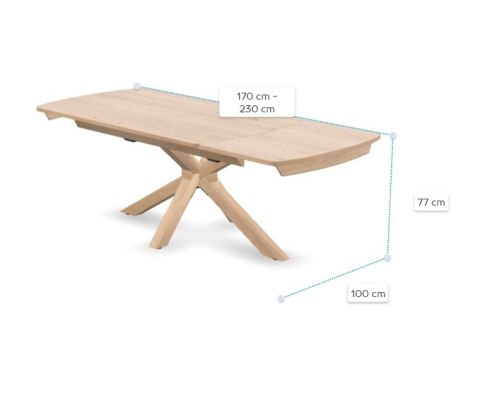 [na zamówienie] Stół rozkładany Henders & Hazel Nyon 170-230x100 cm, fornir dębowy, kolor Dune Oak/ Dąb Wydmowy