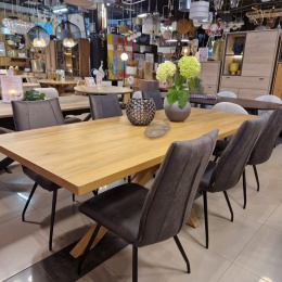 [od ręki] Stół do Jadalni Nyborg 230x100 cm – Fornir Dębowy Dune Natural | Noga Centralna