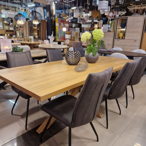 [od ręki] Stół do Jadalni Nyborg 230x100 cm – Fornir Dębowy Dune Natural | Noga Centralna