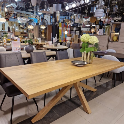 [od ręki] Stół do Jadalni Nyborg 230x100 cm – Fornir Dębowy Dune Natural | Noga Centralna