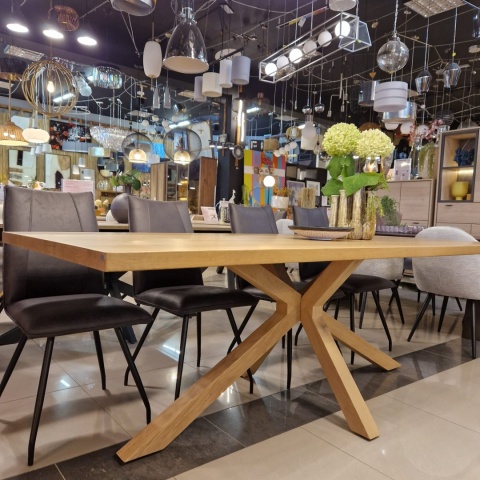 [od ręki] Stół do Jadalni Nyborg 230x100 cm – Fornir Dębowy Dune Natural | Noga Centralna