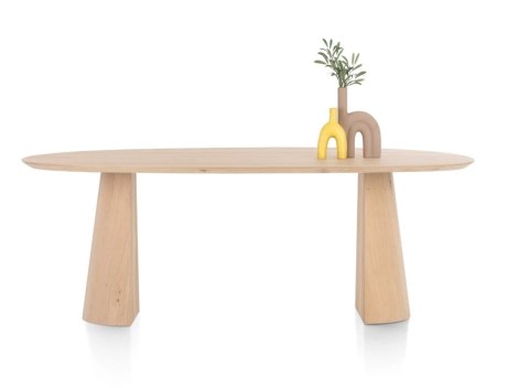 Organiczny Stół Jadalniany TRENTON 210x105 cm - Lity Fornir Dębowy Naturel - Nogi Stożkowe Premium - Henders & Hazel