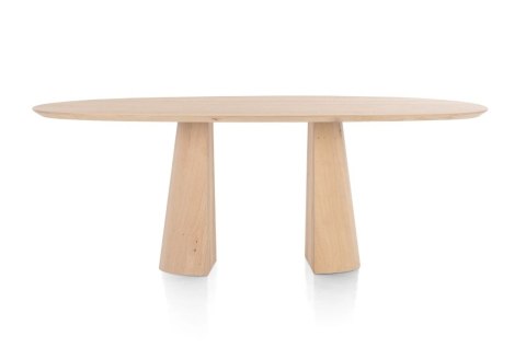 Organiczny Stół Jadalniany TRENTON 210x105 cm - Lity Fornir Dębowy Naturel - Nogi Stożkowe Premium - Henders & Hazel