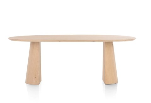 Organiczny Stół Jadalniany TRENTON 210x105 cm - Lity Fornir Dębowy Naturel - Nogi Stożkowe Premium - Henders & Hazel