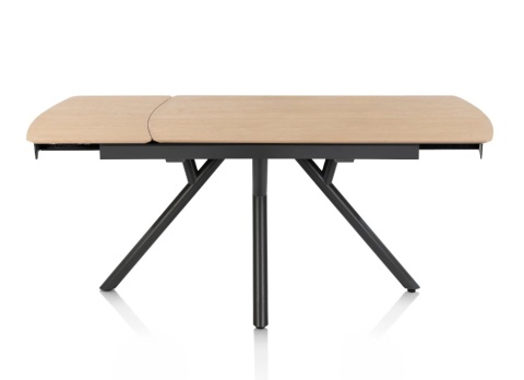 [od ręki] Kompaktowy Stół Rozkładany NOVELLO 140–190 cm – Naturalny Fornir Dębowy – Grafitowa Podstawa Metalowa