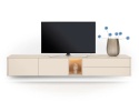 Szafka RTV / Lowboard 270 cm TRENTINO – Lakierowany MDF Crème z Podświetleniem – XOOON / Habufa
