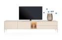 Szafka RTV / Lowboard 270 cm TRENTINO – Lakierowany MDF Crème z Podświetleniem – XOOON / Habufa