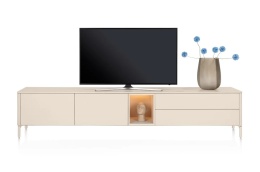 Szafka RTV / Lowboard 270 cm TRENTINO – Lakierowany MDF Crème z Podświetleniem – XOOON / Habufa