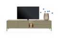 Szafka RTV / Lowboard 240 cm TRENTINO – Lakierowany MDF Olijfgroen (Oliwkowy) z Podświetleniem – XOOON / Habufa