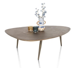Stolik Kawowy DORVAL 105x82 cm (Organiczny Kształt, Ręcznie Wykończony Metal Antique Gold) – Henders & Hazel