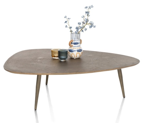 Stolik Kawowy DORVAL 105x82 cm (Organiczny Kształt, Ręcznie Wykończony Metal Antique Gold) – Henders & Hazel