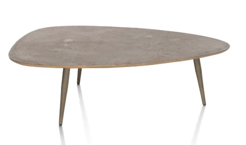 Stolik Kawowy DORVAL 105x82 cm (Organiczny Kształt, Ręcznie Wykończony Metal Antique Gold) – Henders & Hazel
