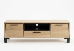 Szafka RTV / Lowboard ARNSBERG 173 cm – Naturalny Fornir Dębowy & Matowy Metal – Habufa / XOOON