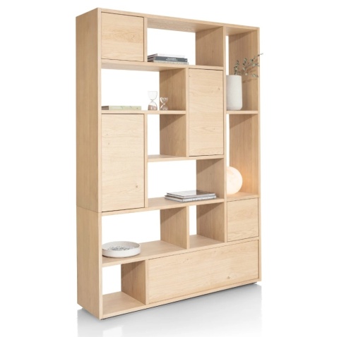 Regał Ażurowy / Ścianka Działowa LUGANA 150 cm (Fornir Dębowy Naturalny) – XOOON / Habufa