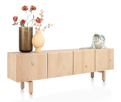 Szafka RTV Azulo 200 cm (Fornir dębowy Natural Sand / Platinlack) – Henders & Hazel