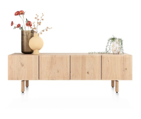 Szafka RTV Azulo 200 cm (Fornir dębowy Natural Sand / Platinlack) – Henders & Hazel