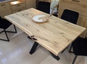 Stół Dębowy Jadalniany z Litego Dębu 160 x 88 cm – Blat Live Edge 40 mm – Czarna Stalowa Podstawa Pająk