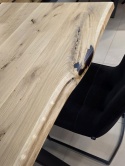 Stół Dębowy Jadalniany z Litego Dębu 160 x 88 cm – Blat Live Edge 40 mm – Czarna Stalowa Podstawa Pająk