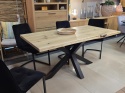 Stół Dębowy Jadalniany z Litego Dębu 160 x 88 cm – Blat Live Edge 40 mm – Czarna Stalowa Podstawa Pająk