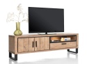 Szafka RTV / Lowboard 180 cm PAVAROTTI – Barnwood HPL & Czarny Metal z Podświetleniem LED – Henders & Hazel