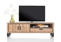 Szafka RTV / Lowboard 180 cm PAVAROTTI – Barnwood HPL & Czarny Metal z Podświetleniem LED – Henders & Hazel