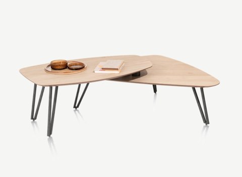 Zestaw 2 Stolików Kawowych LINDFIELD - Organiczny Kształt & Dębowy Design - Xooon