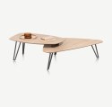 [defekt] Zestaw 2 Stolików Kawowych LINDFIELD - Organiczny Kształt & Dębowy Design - Xooon
