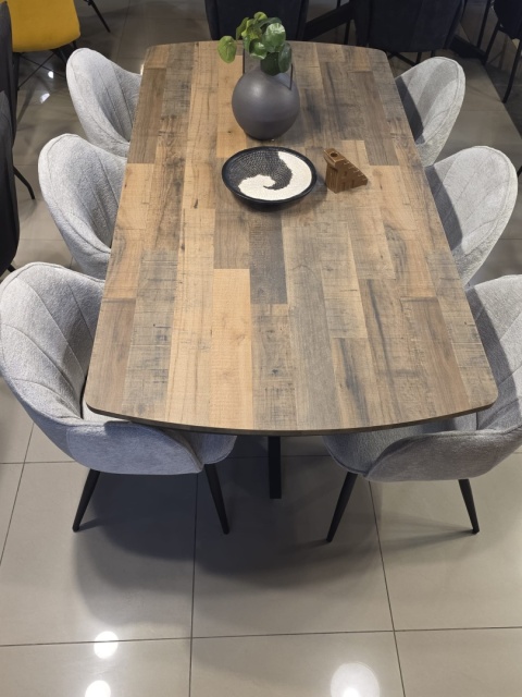 [na zamówienie] Rozkładany Stół Jadalniany PAVALON 200–278 cm – Blat HPL Primo Laminato Driftwood – Centralna Noga Designerska
