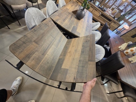 [na zamówienie] Rozkładany Stół Jadalniany PAVALON 200–278 cm – Blat HPL Primo Laminato Driftwood – Centralna Noga Designerska