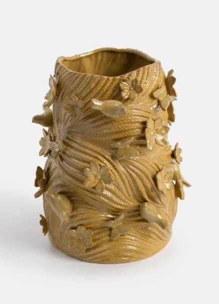 [od ręki] Rzeźbiarska Waza Ceramiczna GREENBIRD 31 cm z Reliefem 3D - COCOmaison®