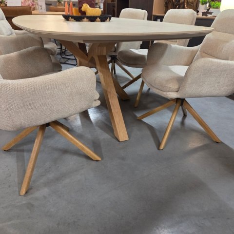 [na zamówienie] Stół do jadalni Himalaya 240 x 120 cm - owalny blat ceramiczny, dębowa podstawa (Henders & Hazel)