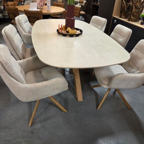 [na zamówienie] Stół do jadalni Himalaya 240 x 120 cm - owalny blat ceramiczny, dębowa podstawa (Henders & Hazel)