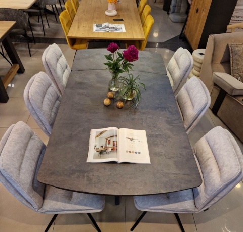 [od ręki] Rozkładany Stół Jadalniany PAVALON 140–190 cm – Blat HPL Primo Laminato Antracyt – Centralna Noga Designerska
