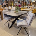 [od ręki] Rozkładany Stół Jadalniany PAVALON 140–190 cm – Blat HPL Primo Laminato Antracyt – Centralna Noga Designerska