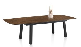 [od ręki] Stół Jadalniany PALACE 160-210 x 110 cm - Blat HPL Roest (Rdza) Stonelook - Metalowe Nogi Off Black